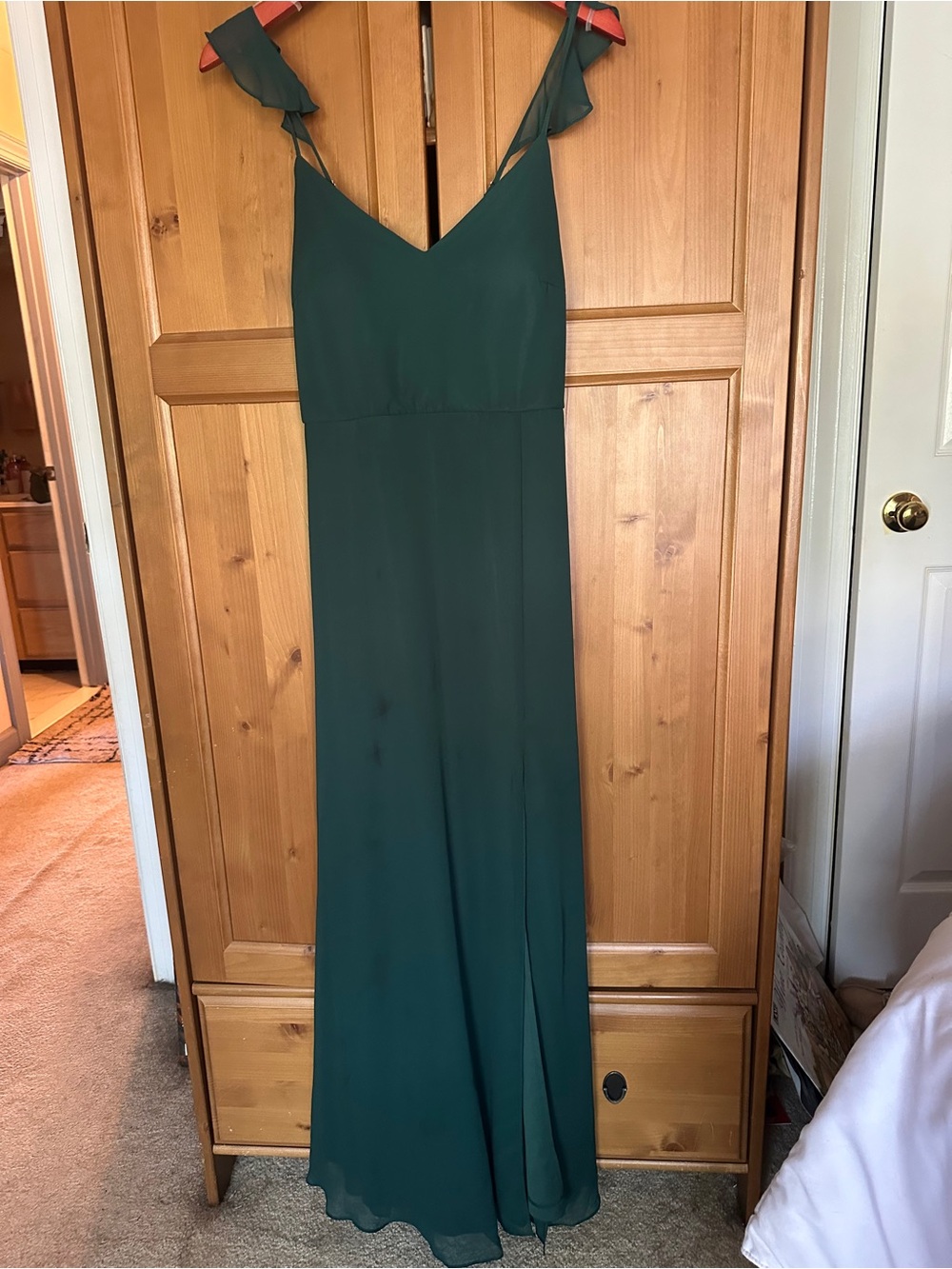Birdy Grey Emerald Green Ruffle-Strap Maxi Dress